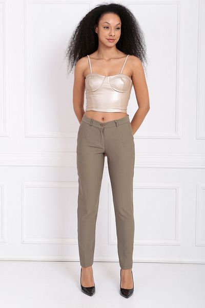 Sense Pantaloni cu cusături ornamentale în talie Bridge |   Pnt32689 Kaki