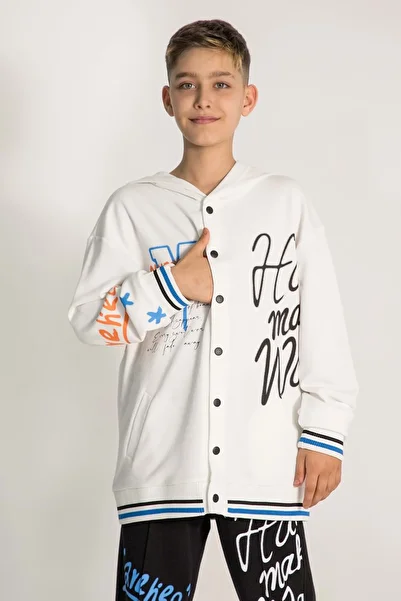 Waka Waka Front and Back Printed Printed Snap Closure Boys' Cardigan