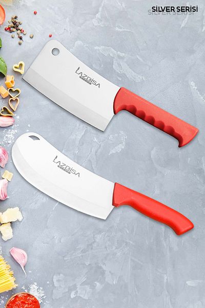 LAZBİSA Silver Series Kitchen Knife Dumpling Knife Pizza Pita Salad Knife Chicken Row Set of 2