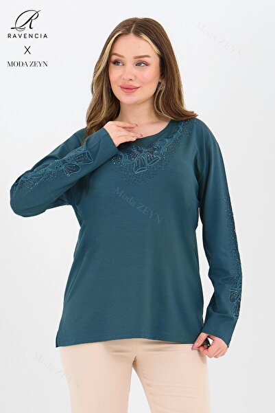 Ravencia Bluză din bumbac pieptănat pentru femei de vârstă mijlocie și peste,...