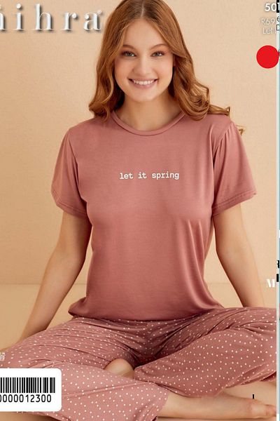 Mihra Milan Fabric Women's Zero Collar Pajamas Set 50107
