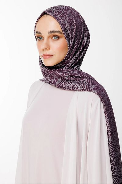 Mooncorn Morocco Pattern Double Sided Shawl Purple Gray