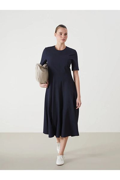 LC Waikiki Lcw Vision Navy Blue Crew Neck Women's Dress