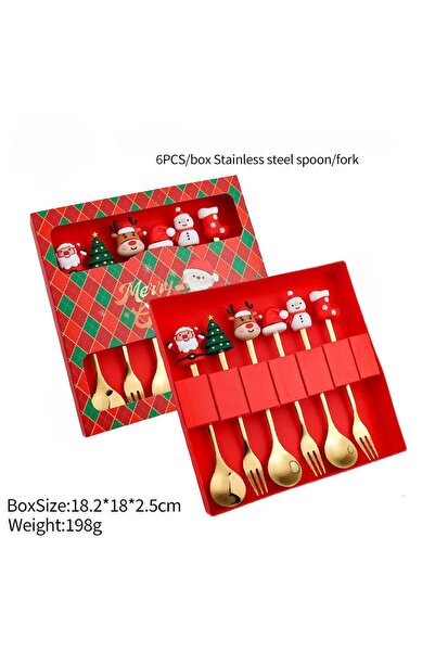 Choice 6pcs spoon fork G (2/4/6pc) Christmas Spoon and Fork Set Stainless Steel Creative Tableware Coffee T