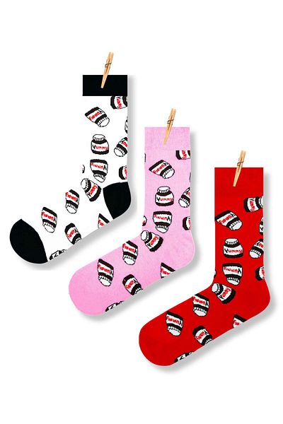CARNAVAL SOCKS Unisex 3-Piece Yummy Nutella Patterned Socks Set