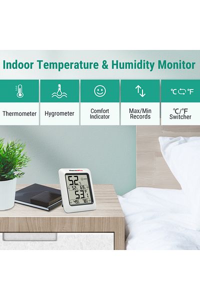 Choice ميزان حرارة رقمي Thermopro TP50 لقياس الرطوبة في الأماكن المغلقة ومقياس حرارة الغرفة الإلكترونية