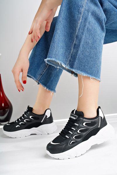 Moda Kadıköy PANTOFI SNEAKER DE DĂME, ALB, NEGRU