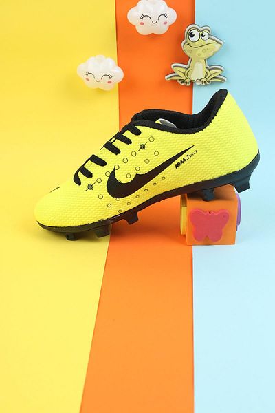 Moda Lime Cizme de fotbal pentru băieți Turf Field Pantofi de fotbal pentru băieți Pantofi sport de fotbal cu vârfuri