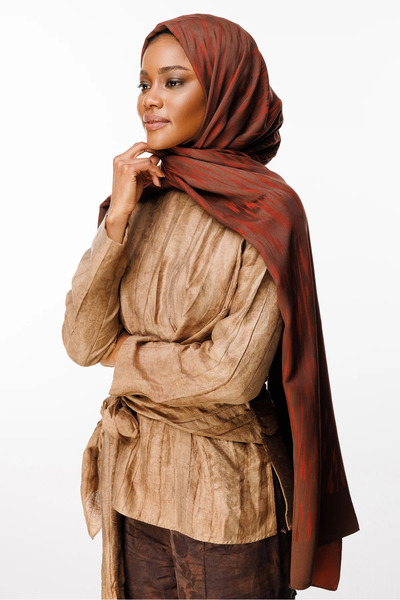 Mooncorn Selis Pattern Double-Sided Shawl Bitter Coffee-Brown