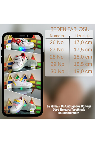 Elma Çocuk Işıklı Ortopedik Cırt Cırtlı Kız Çocuk Sneaker Spor Ayakkabı