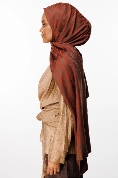 Mooncorn Selis Pattern Double-Sided Shawl Bitter Coffee-Brown