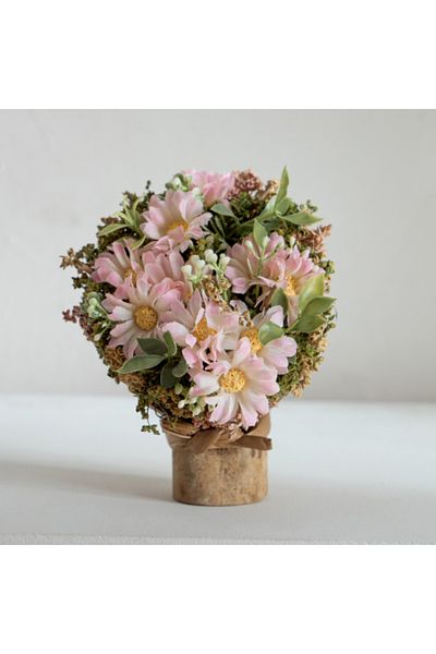 Home Box Caven Daisy Arrangement with Coconut Shell Stand Planter 15x15x18 cm