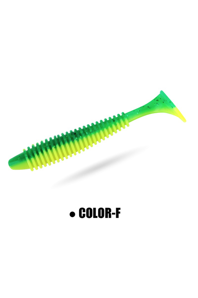 Choice طُعم صيد السمك الناعم Color-F Spinpoler Ribbed Shads ذو الذيل الدودي ا...