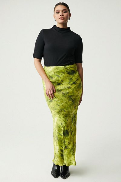GRIMELANGE Lilibeth Women's Patterned Long Lace Belt Patterned Skirt