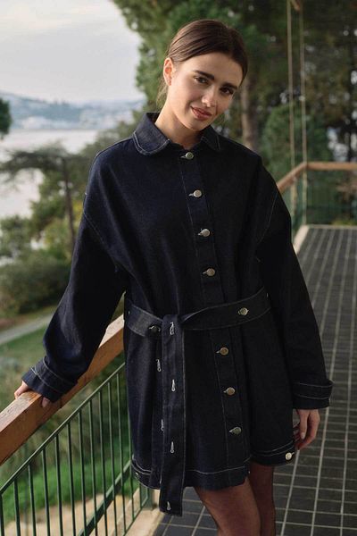 Hooopstore Μπουφάν Tilda Oversize Navy Blue Denim
