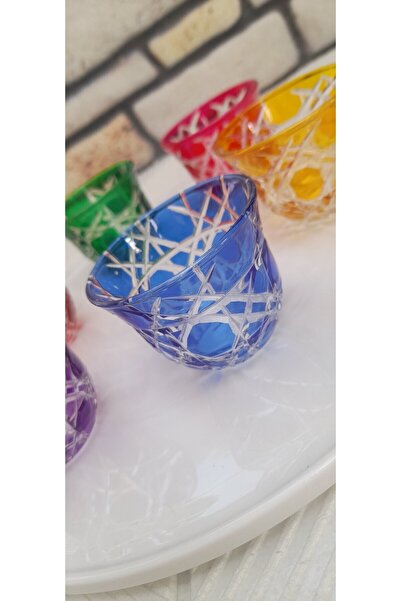 umut züccaciye rengarenk model cam lokumluk 6 adet