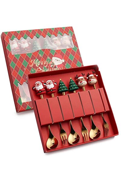 Choice 6pcs spoon fork E (2/4/6pc) Christmas Spoon and Fork Set Stainless Steel Creative Tableware Coffee T