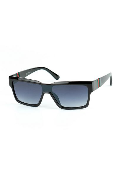 Di Caprio Unisex Glossy Black Uv400 Protection Rectangular Model Sunglasses