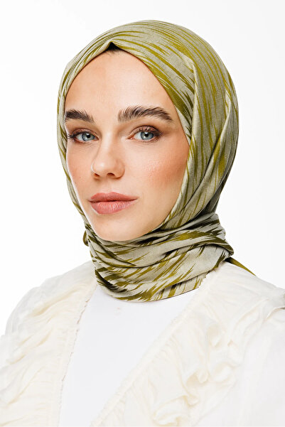 Mooncorn Selis Pattern Double Sided Shawl Oil Green-Ecru