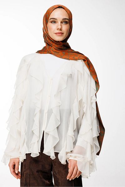 Mooncorn Σάλι διπλής όψης Marrakech Pattern Cinnamon & Emerald