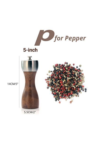 Choice 5 Inch For Pepper Leeseph Premium Beech Pepper Mill, Salt And Pepper Grinder - Precision Carbon Stee