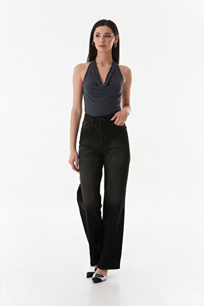 Fulla Moda Halter Neck Degaje Collar Blouse