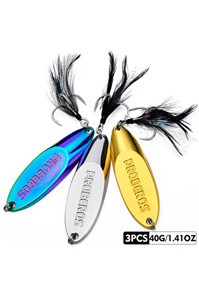 Choice 40 جرام 3 قطع 3 قطع طُعم معدني من الترتر بخطافات معززة وترتر مشطوف - م...