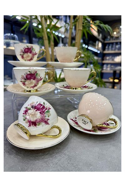 Doğudeko Paçi Luxury Porcelain Verde Set of 6 Cups