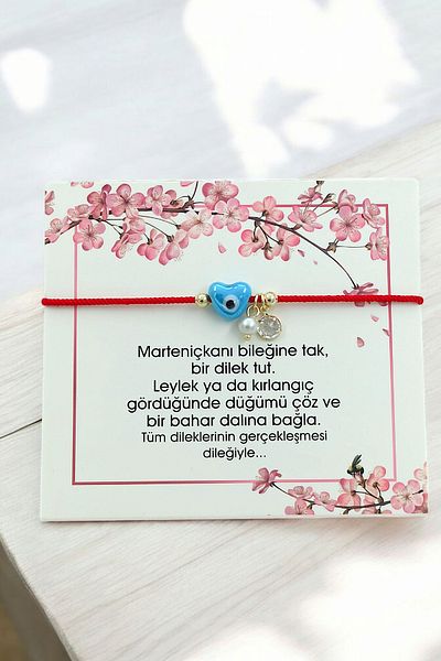 Çlk Accessories Premium Elevator Martenitska Bracelet with Card Red String 70792 Model
