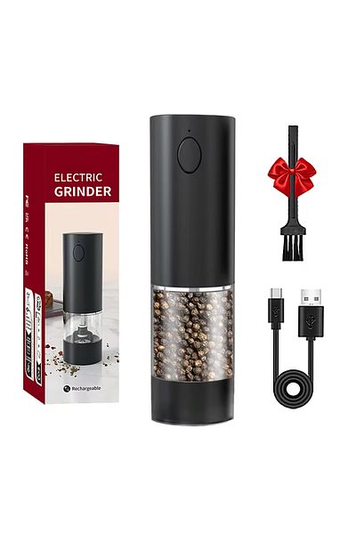 Choice 1Pcs Plastic shell Electric Pepper Grinder Stainless Steel Salt And Pepper Grinder USB Rechargeable