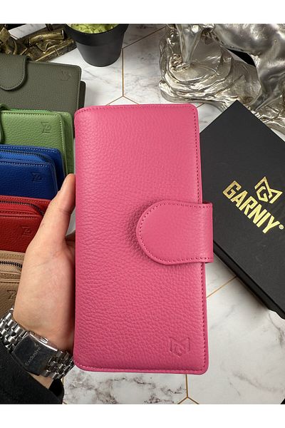 Garniy Stylish Fuchsia Card Holder Wallet with Eye; Genuine Leather, Card King and Coin Compartment, Women