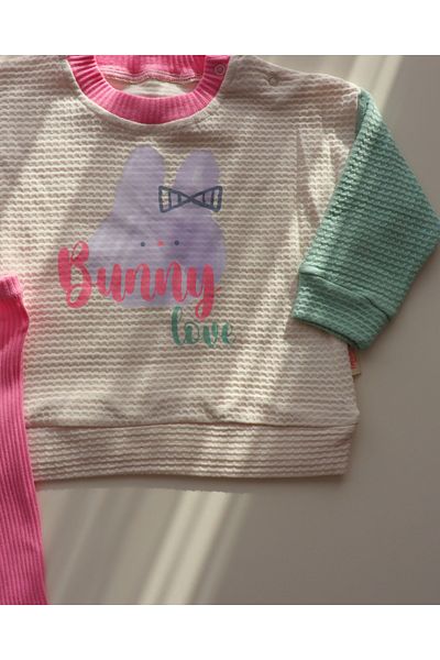 Necix's Design Patterned Waffle Fabric Soft Comfortable Fabric Soft Color Baby Girl Bottom Top Set