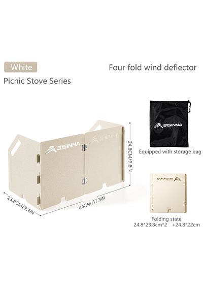 Choice White BISINNA Folding Gas Stove Windshield Camping Cooking Burner Windproof Screen For Outdoor Picni