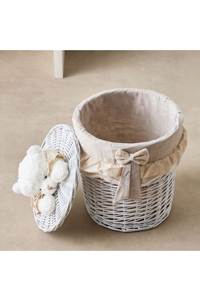 Home Box Willow Bear Medium Storage Basket with Bow 37x40 cm