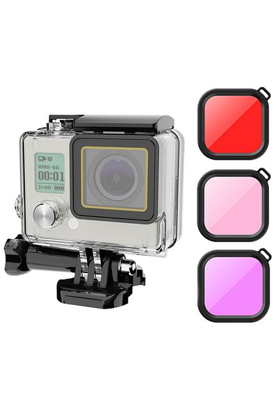 HONGDAK Case and Filter for GoPro Hero 4 3+ Waterproof Case 60m Underwater Diving Protector Housing For Go P
