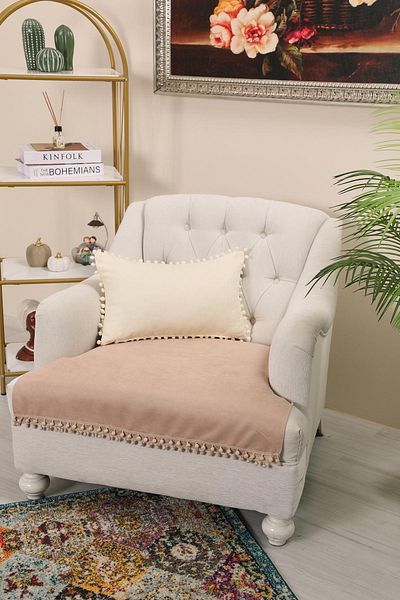 Aisha's Design Pom-Pom Armchair Cover 90X75 Cm,Ko-33T