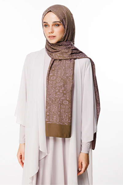 Mooncorn Σάλι διπλής όψης με σχέδιο χέννας σκούρο χακί-σκούρο τριαντάφυλλο