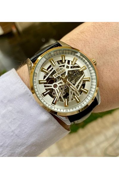 Reward Men's Automatic Wristwatch - Waterproof and Leather Cord