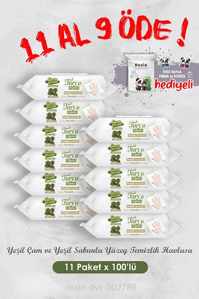 Baby Turco Buy 11 Pay 9 Green Pine and Soap Surface Cleaning Towels 100 Pcs and Rosie