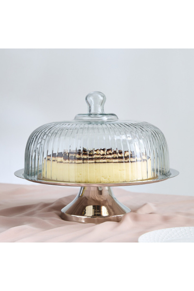 Home Box Oriental Cake Stand with Glass Dome
