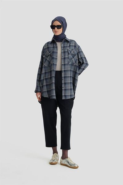 Armine Cămașă Lumberjack cu buzunar cu clapă Ort3637 Indigo