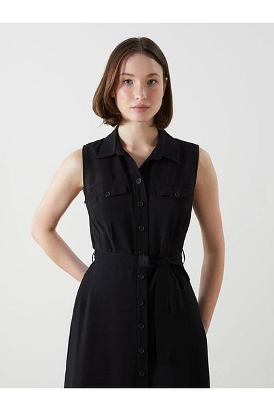 LC Waikiki Γυναικείο πουκάμισο LCWAIKIKI Classic Black Muslin