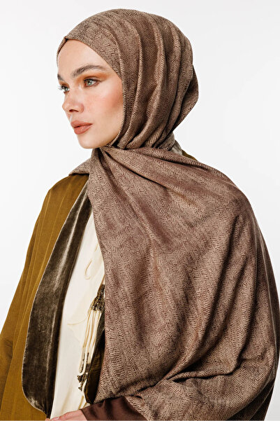 Mooncorn Σάλι διπλής όψης με μοτίβο Sahara Bitter Brown-Beige Textile