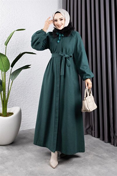 Mec Fashion Γούνινο Λεπτομερές Μπουφάν Σμαραγδένιο Πράσινο