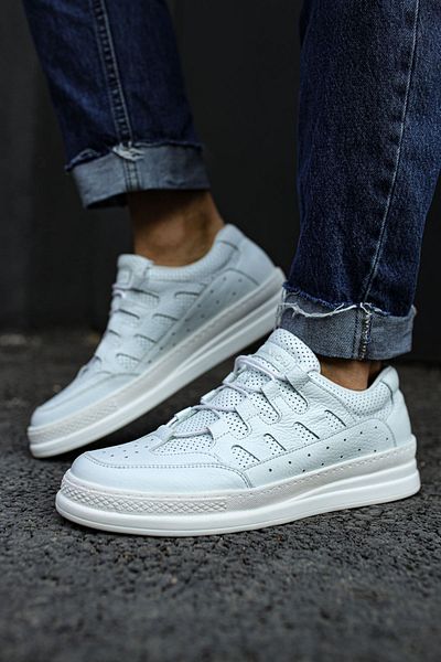 Chekich Ch040 Bt - Men's White Genuine Leather Shoes