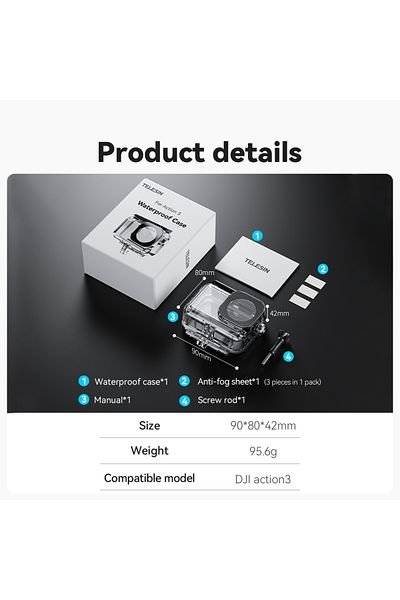 TELESIN For Action 4 3 TELESIN 45M Waterproof Housing Case For DJI OSMO Action 3 4 5Pro Underwater Diving Ca