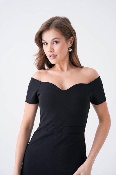Secret Passion Lingerie Γυναικείο βραδινό φόρεμα μάξι με καρδιά από κρεπ ύφασμα με λεπτομέρεια από τον ώμο 582988