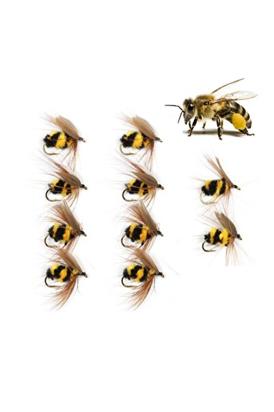 Choice 10 قطع 10 قطع/مجموعة طُعم صيد حشرات اصطناعي نحلة طنانة ذبابة صيد سمك السلمون المرقط طُعم نحل العسل الاصطناعي