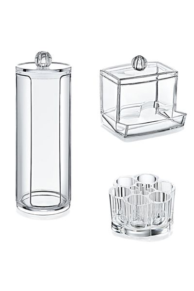 Dükkanönü 3-Piece Makeup Organizer Set Makeup Cottony Ears Garbage Lipstick Brush Organizer