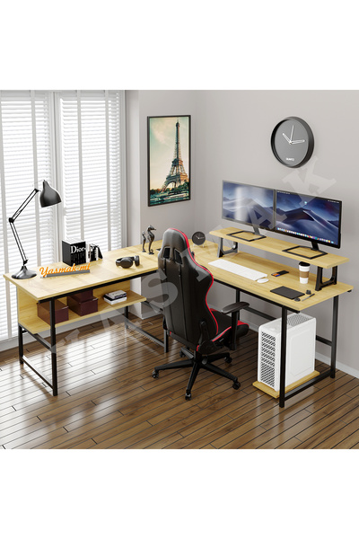 METMOBSAN L Tipi Bilgisayar ve Çalışma masası Ofis Masası (dıştan 180x180 cm ...